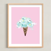 "cloud ice cream" - Art Print in bubble gum by Cass Loh - Framed