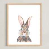 "Curious Bunny" - Art Print in Grey by Together Apart - Framed