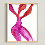 "Delilah in Pink" - Art Print in Pink-Red by Maran Ree Whiting - Framed