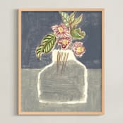 "Moody vase" - Art Print in moody grey by Bethania Lima - Framed