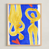 "Heart Me Double" - Art Print in Primary Blue by Maran Ree Whiting - Framed