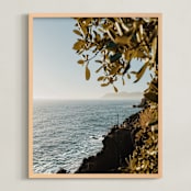 "Cinque Terre Sunset" - Art Print in Hazy Green by Kate Baird - Framed