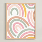 "Rainbows Theme" - Art Print in blush by Emanuela Carratoni - Framed