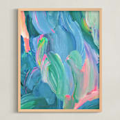 "Get Ready for the Flood" - Art Print in Pastel Blue by Frances Sousa - Framed