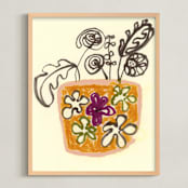 "Illustrated vase" - Art Print in YELLOW  vase by Bethania Lima - Framed