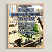 "Paradise Cove Malibu" - Art Print in sand beige by Sea and Sky - Framed