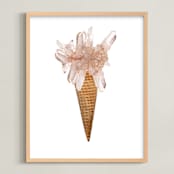 "Pink Crystal Ice Cream Print" - Art Print in Blush by Shine Haus Collective - Framed