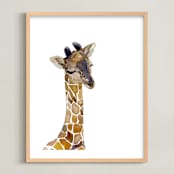 "Baby Animal Friends: Giraffe" - Art Print in Brown Giraffe Spots by Jieun K Rasband - Framed
