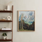 "Vintage Oil Landscape" - Art Print in Muted Seafoam by CedarandGrey - In a Room