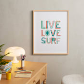 "Live Love Surf" - Art Print in Seaweed by Chasity Smith - In a Room