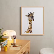 "Baby Animal Friends: Giraffe" - Art Print in Brown Giraffe Spots by Jieun K Rasband - In a Room