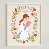 "Disney's Belle Library" - Personalized Art Print in Rose by Jamie Alexander - Framed