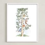 "Disney's Winnie The Pooh Tree" - Art Print in Green by Emma Adams - Framed
