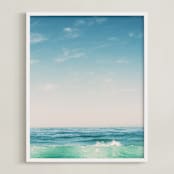 "Malibu Surf and Sky II" - Art Print in Fresh Blue by Kamala Nahas - Framed