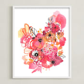 "Think Pink" - Art Print in Flamingo Pink by Makewells - Framed