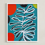 "Flower Dance" - Art Print in Sea Green by Deborah Velasquez - Framed