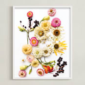 "Bloom Baby Bloom" - Art Print in Classic Rose by Theresa Bear - Framed