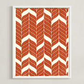 "Chevron Flow" - Art Print in Rust by Angel Walker - Framed