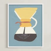 "Coffee Maker" - Art Print in Kitchen Tile Teal by Elliot Stokes - Framed