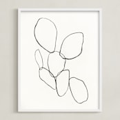 "Cactus Line Drawing" - Art Print in dusty white by Amanda Phelps - Framed