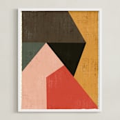 "Geo Abstract" - Art Print in Urban Red by Angel Walker - Framed