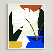 "Tropical Elements" - Art Print in Terracotta Blue by Jenna Skead - Framed