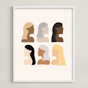 "Girls Support Girls" - Art Print in Cream by Amanda Houston - Framed