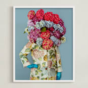 "Shes Blooming Worth " - Art Print in Summer Sky Blue by Theresa Bear - Framed
