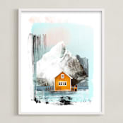 "Orange House" - Art Print in Tangerine Orange by Mallory Grace - Framed