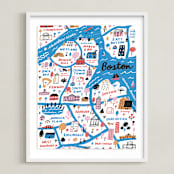 "I Love Boston" - Art Print in Ocean by Jordan Sondler - Framed