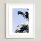 "Palm I" - Art Print in Sky Blue by Annie Montgomery - Framed