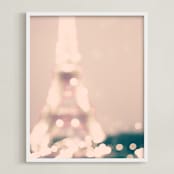 "Glittery & Romantic" - Art Print in Dusty Pink by Caroline Mint - Framed