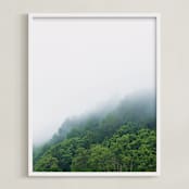 "Foggy mountain" - Art Print in fern by Aniko Levai - Framed