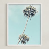 "Palms for Days" - Art Print in Pale Turquoise by Shannon Howard - Framed