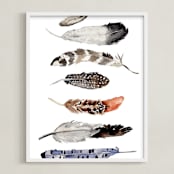 "Feather Print" - Art Print in neutrals by Shannon Kirsten - Framed
