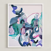 "Pinks and Greens" - Art Print in Blush Pink by Erin McCluskey Wheeler - Framed