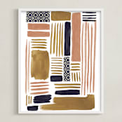 "Staccato" - Art Print in Nude Navy by Meg Gleason - Framed