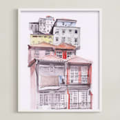 "Portugal" - Art Print in Unique Red by Viktoria Eperjesi - Framed