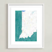 "Indiana in Paint" - Art Print in Indiana Green by Denise Wong - Framed