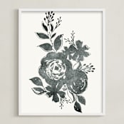 "Dark Florals no. 1" - Art Print in Ink by Alethea and Ruth - Framed