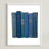 "Bound in Blue" - Art Print in Antique Blue by Sheila Corcoran - Framed