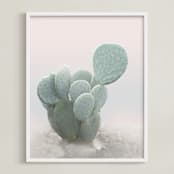 "Little Cactus" - Art Print in Pastel Green by Wilder California - Framed
