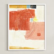 "Red Circle Composition" - Art Print in Rusted Garnet by KATE QUALE - Framed