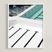 "Stripes Coastal" - Art Print in White by JD - Framed
