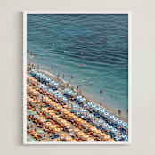 "Positano Beach Aerial" - Art Print in Aqua by braden.studio - Framed