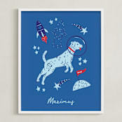 "Space Pup" - Personalized Art Print in Celestial by Kristin Mastoras - Framed