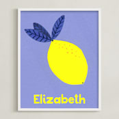 "My Fruity Family" - Personalized Art Print in Lemon by Marta Crea - Framed