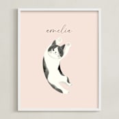 "Feline" - Personalized Art Print in Blush by Vivian Yiwing - Framed