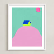 "Dia y Noche I" - Art Print in Pink, Green by Marta Crea - Framed