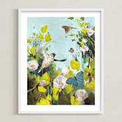 "Fly" - Art Print in sky by Jess Franks - Framed